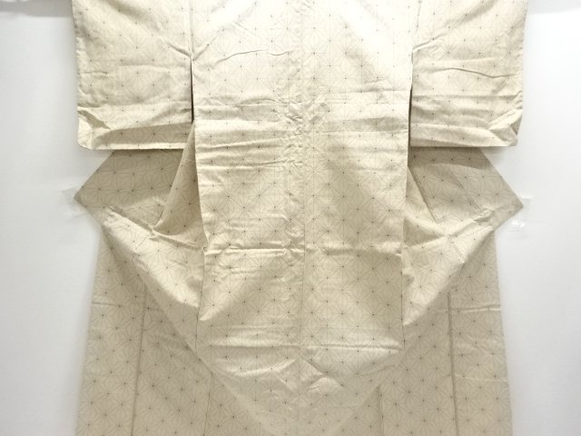 JAPANESE KIMONO / ANTIQUE ASANOHA PATTERN WOVEN TOKAMACHI TSUMUGI KIMO